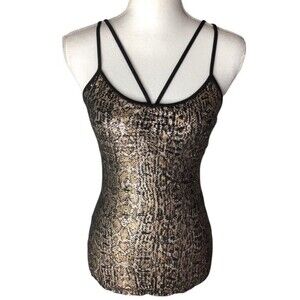 Boston Proper Foil Snake Print Tank Top with Built in Bra